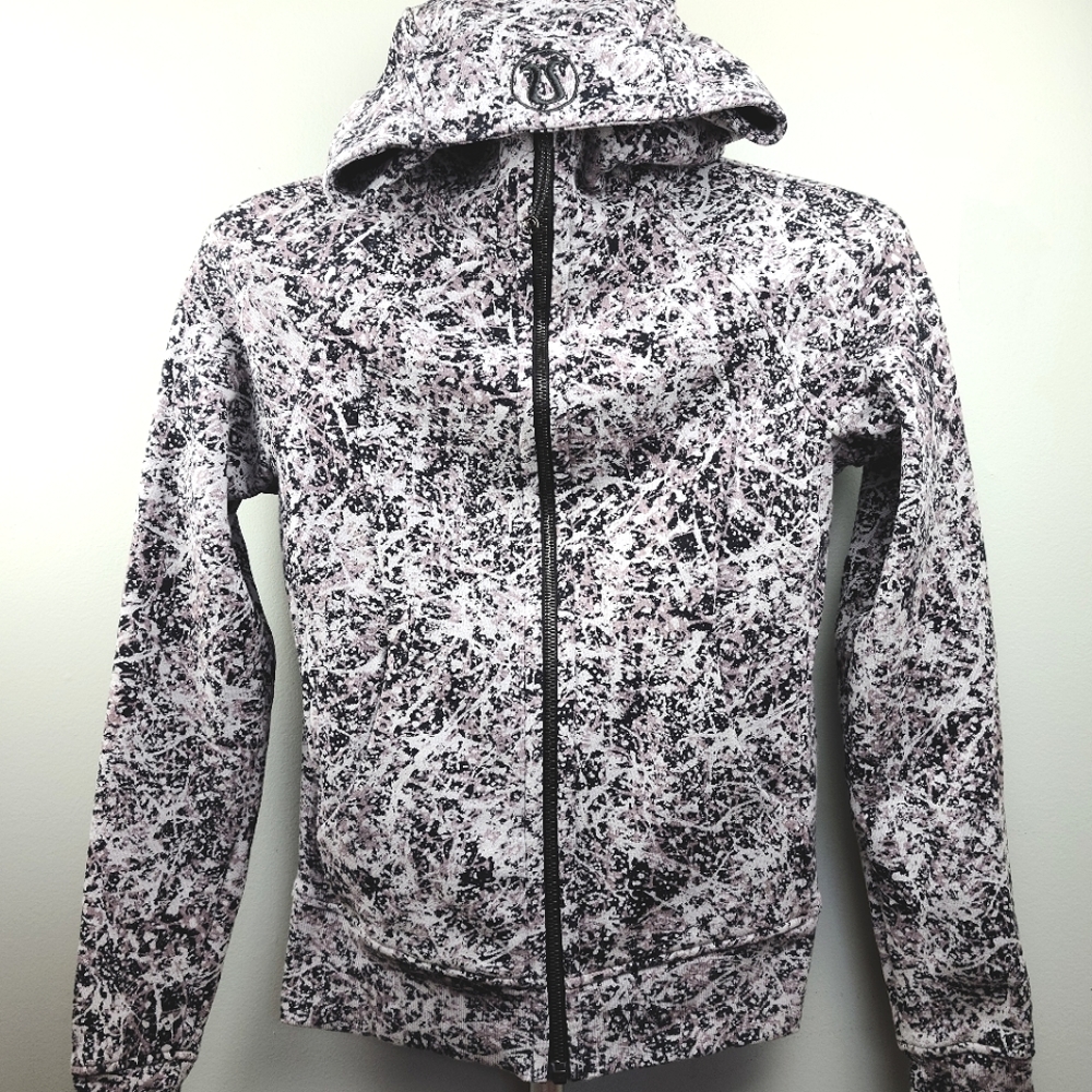 Women's Lululemon Scuba Hoodie Size 4 Paint Splash Silver Drop Cotton Fleece